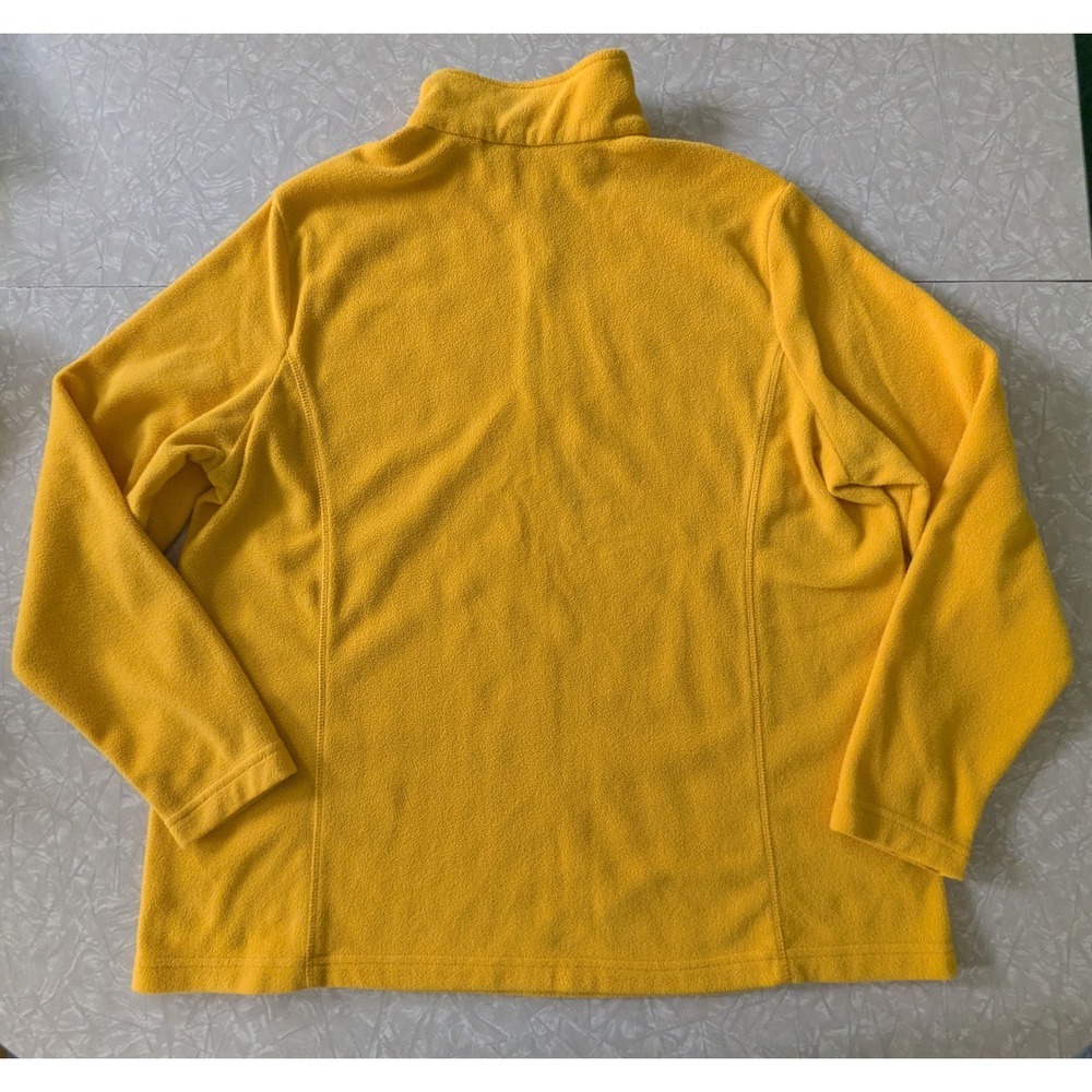 Lands End Womens Yellow Quarter Zip Fleece Pullover Sweater Large Petite 14-16